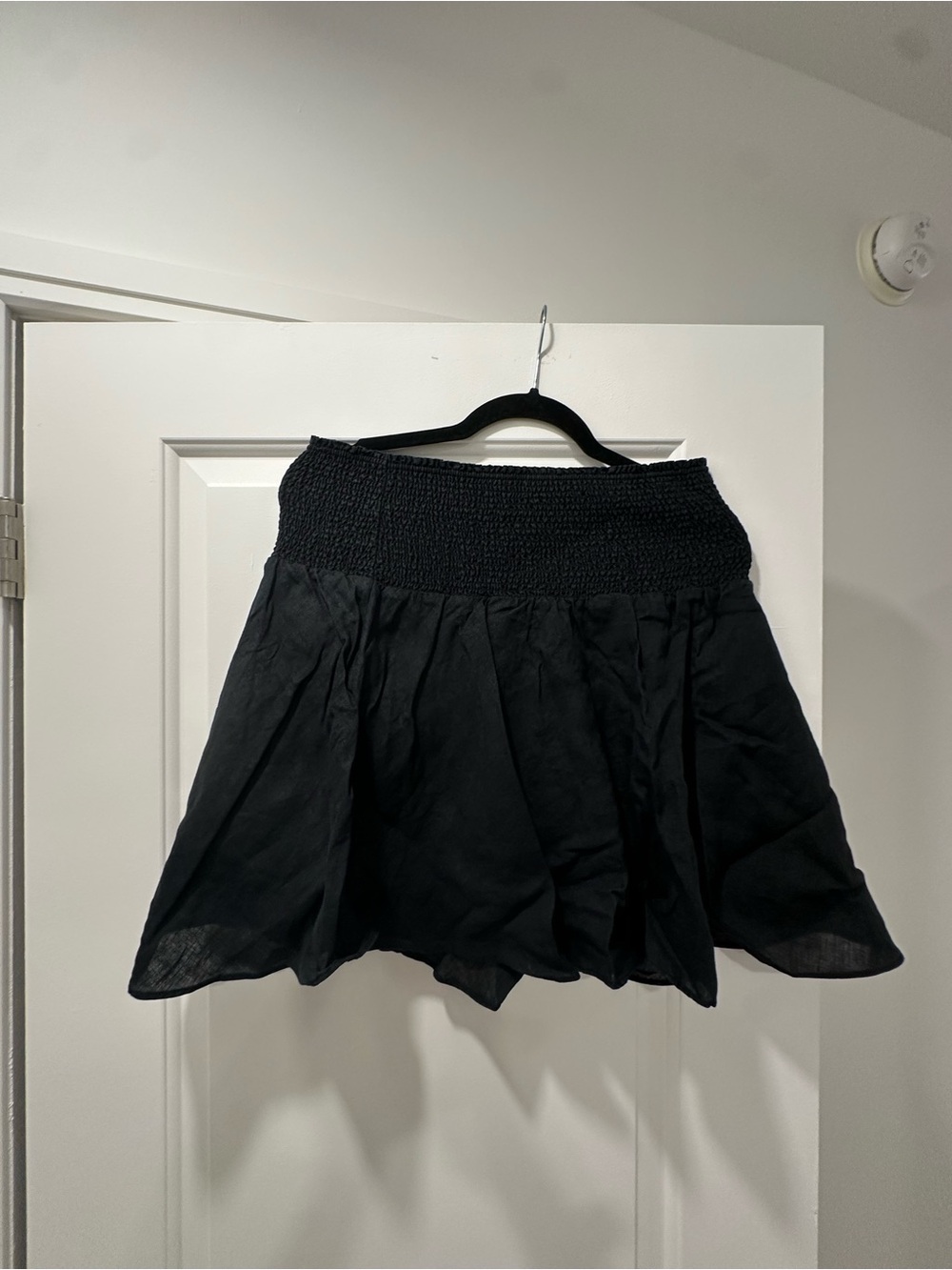 JCrew Black Smocked Waist A-Line Skirt, size L, like new